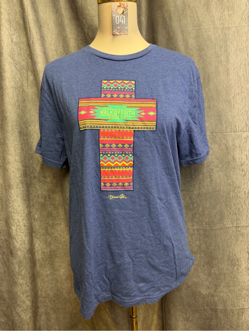 Blessed Life 'Walk By Faith' Blue Short-Sleeve Graphic Tee